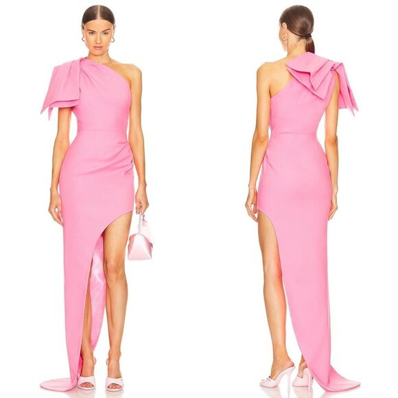 NWT Bronx And Banco Stella One Shoulder Bridal Gown Baby Pink Size 10 $695 - Picture 1 of 10